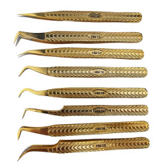 Tweezers HM, for beginners, Non-Slip, Heavy metal, Gold design