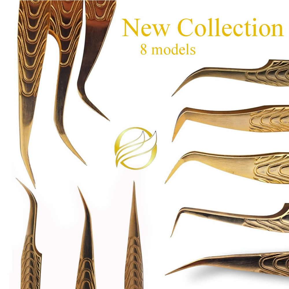 Tweezers HM, for beginners, Non-Slip, Heavy metal, Gold design Tweezers HM, for beginners, Non-Slip, Heavy metal, Gold design