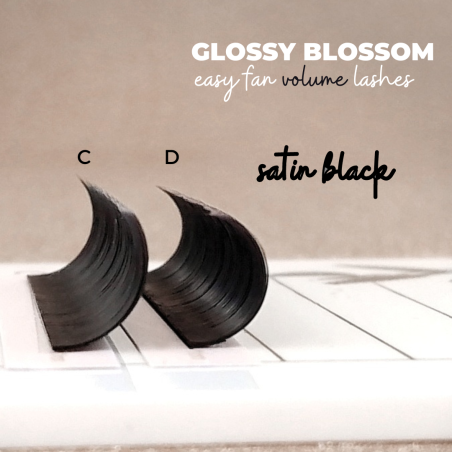 0.07 CGlossy Blossom, facile ventaglio, ciglia flower, aspetto setoso nero, 12 linee