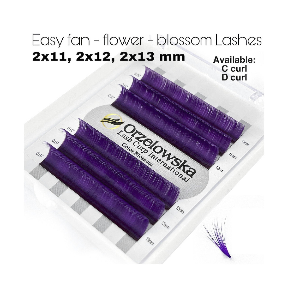 0.07 Easy Fan lashes, mix 11-13, Volum, Blossom flower - Purple 0.07 Easy Fan lashes, mix 11-13, Volum, Blossom flower - Purple