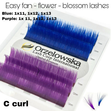 0.07 Ciglia Easy Fan, Volume, Blossom Flower - Blu e Viola