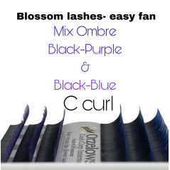 Ombre - Blue & Purple 11-13, Blossom easy fan, various curls