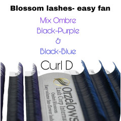 Ombre - Blue & Purple 11-13, Blossom easy fan, various curls