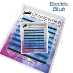 CC 0.07 Mix 7-14 mm Color Lashes, Electric Blue, eyelash extensions, tray with 8 lines , Orzelowska
