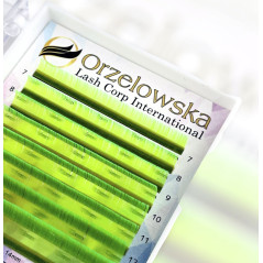 CC 0.07 Mix 7-14 mm Color Lashes, Neon Green, eyelash extensions, tray with 8 lines , Orzelowska