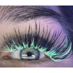 CC 0.07 Mix 7-14 mm, Neon Verde, Extension ciglia finte colorate, 8 linee, Orzelowska