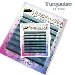 0.07 CC - O blue Extension ciglia colorate, Turchese, ciglia finte pastello, scatola con 8 linee, Orzelowska