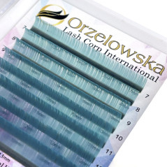 0.07 CC - O blue Extension ciglia colorate, Turchese, ciglia finte pastello, scatola con 8 linee, Orzelowska