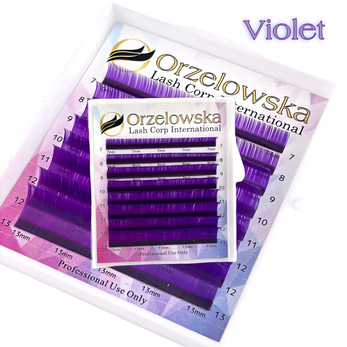 CC 0.07 Color Lashes, Dark Violet, eyelash extensions, tray with 8 lines, Orzelowska CC 0.07 Color Lashes, Dark Violet, eyelash extensions, tray with 8 lines, Orzelowska