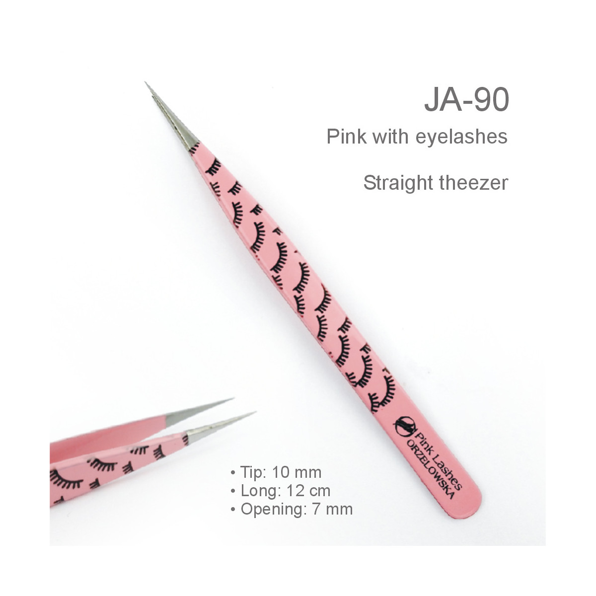 Tweezer JA 90, pink with eyelashes - straight for separation