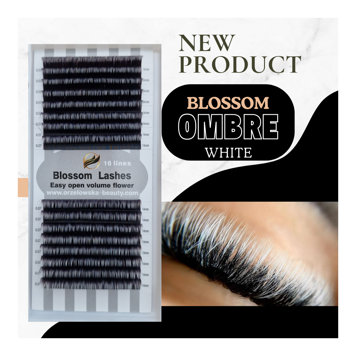 0.07 Easy Fan flower Blossom OMBRE-WHITE eyelashes