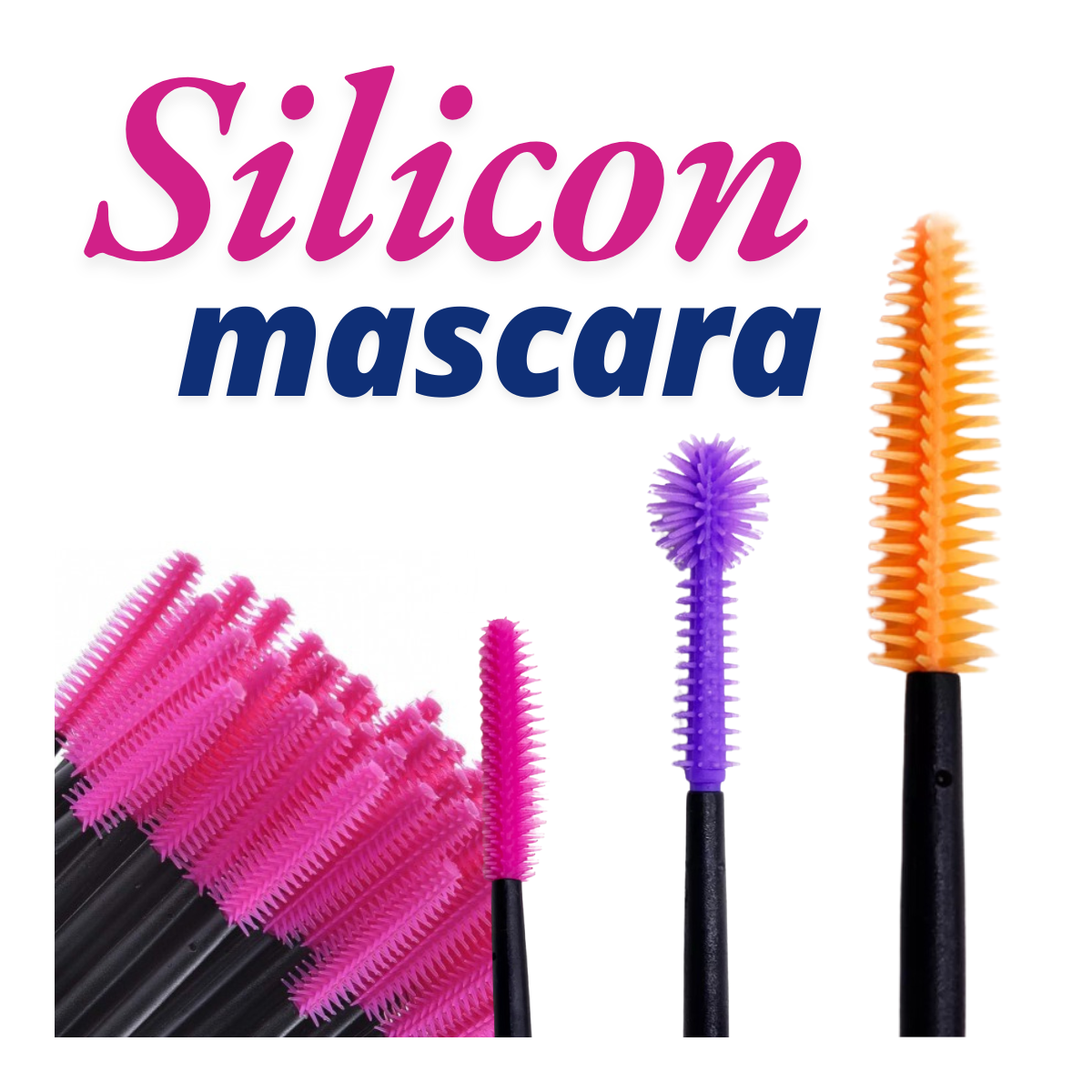 Set 50 periute mascara pentru extensii gene- Silicon, diverse culori Set 50 periute mascara pentru extensii gene- Silicon, diverse culori