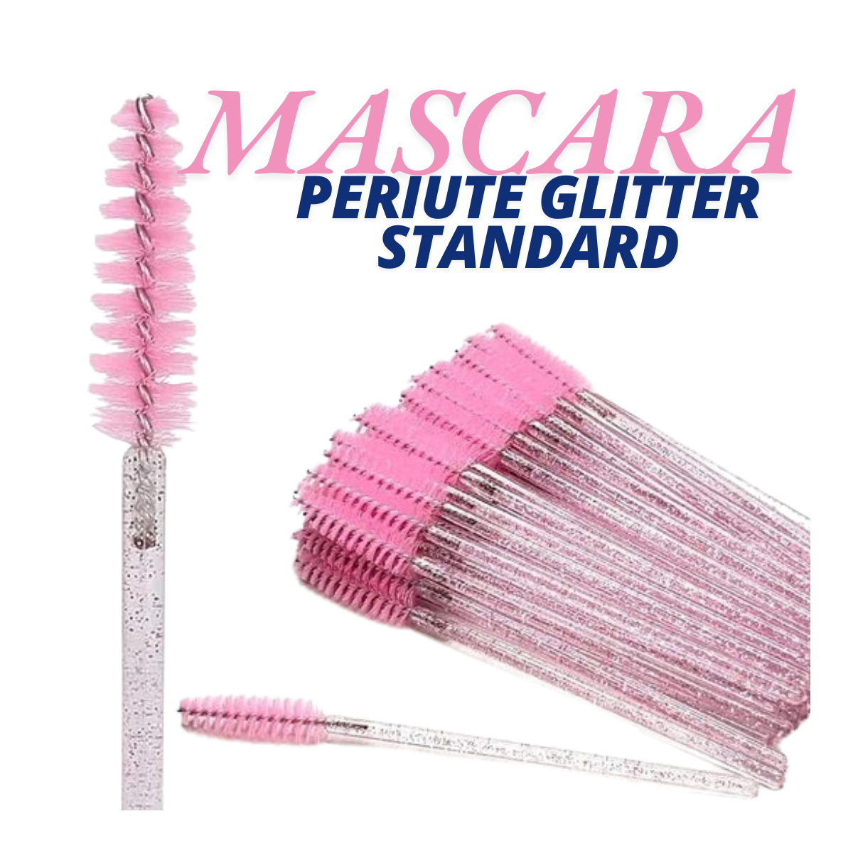 Mascara Glitter Brushes for combing eyelash extensions - 50 pieces, Light Pink