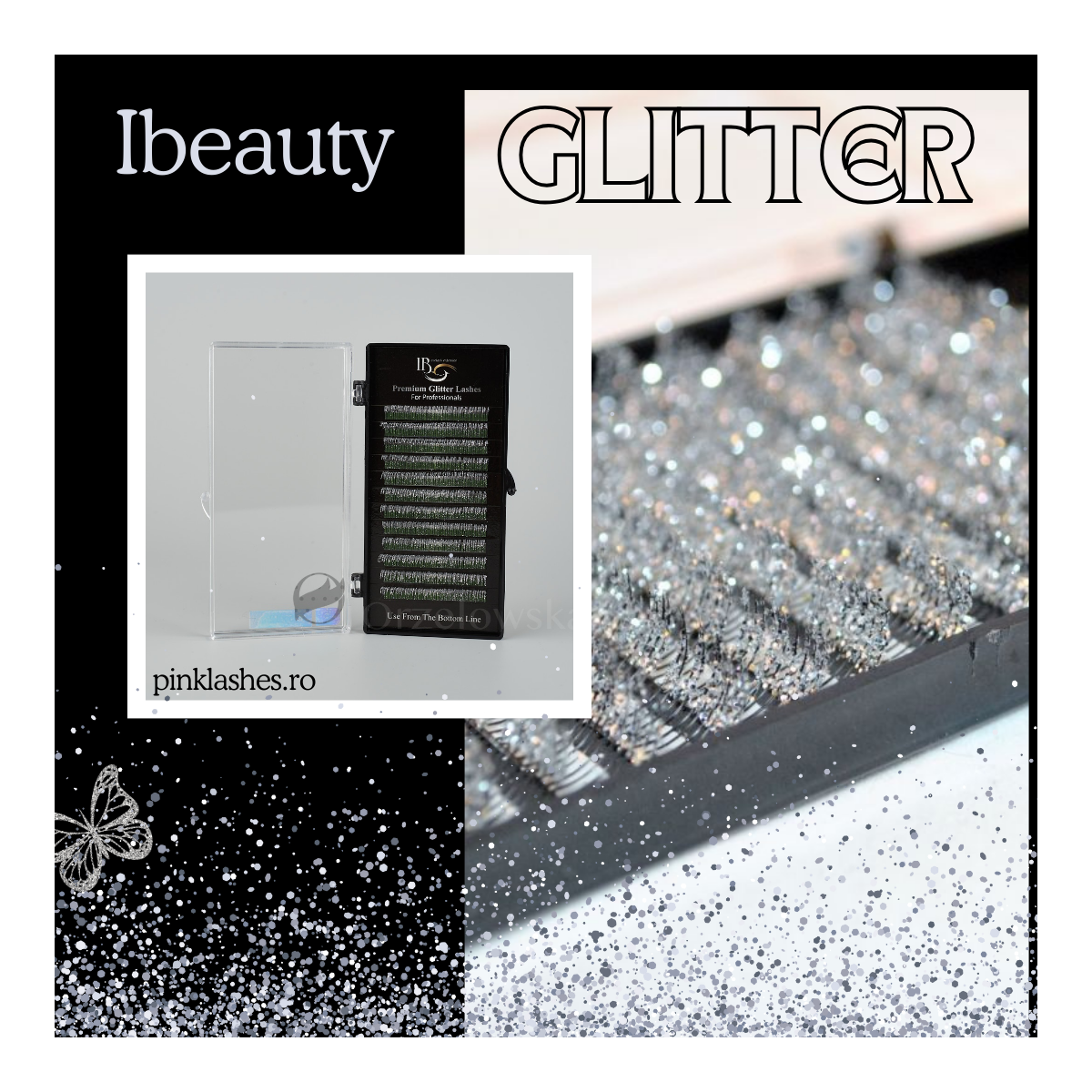Gene cu sclipici argintii, iBeauty, Premium Glitter, D 0.18, 13 mm Gene cu sclipici argintii, iBeauty, Premium Glitter, D 0.18, 13 mm