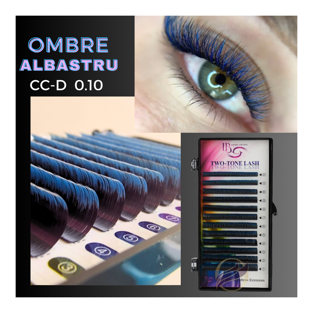 Ombre iBeauty, negru-Albastru, 0.10, two tone