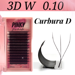 3D W 0.10 - CURBURA D premade eyelash extension, Pinky Brand