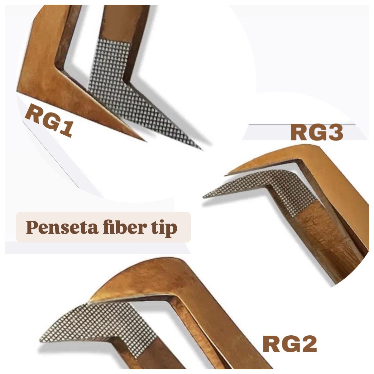 Pinzette FiberTip Rose Gold, per extension ciglia
