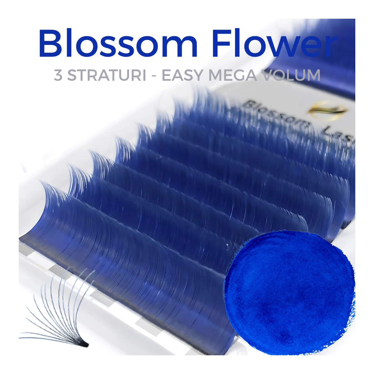 Albastru Volum usor BlOSSOM EASY FAN FLOWER unite la baza, extensii gene false premade 0.07