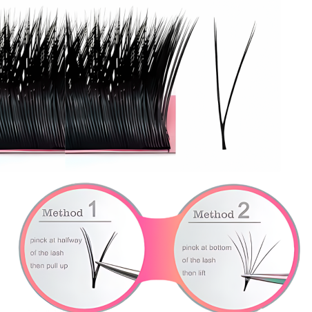 2D V premade eyelashes, curvature D