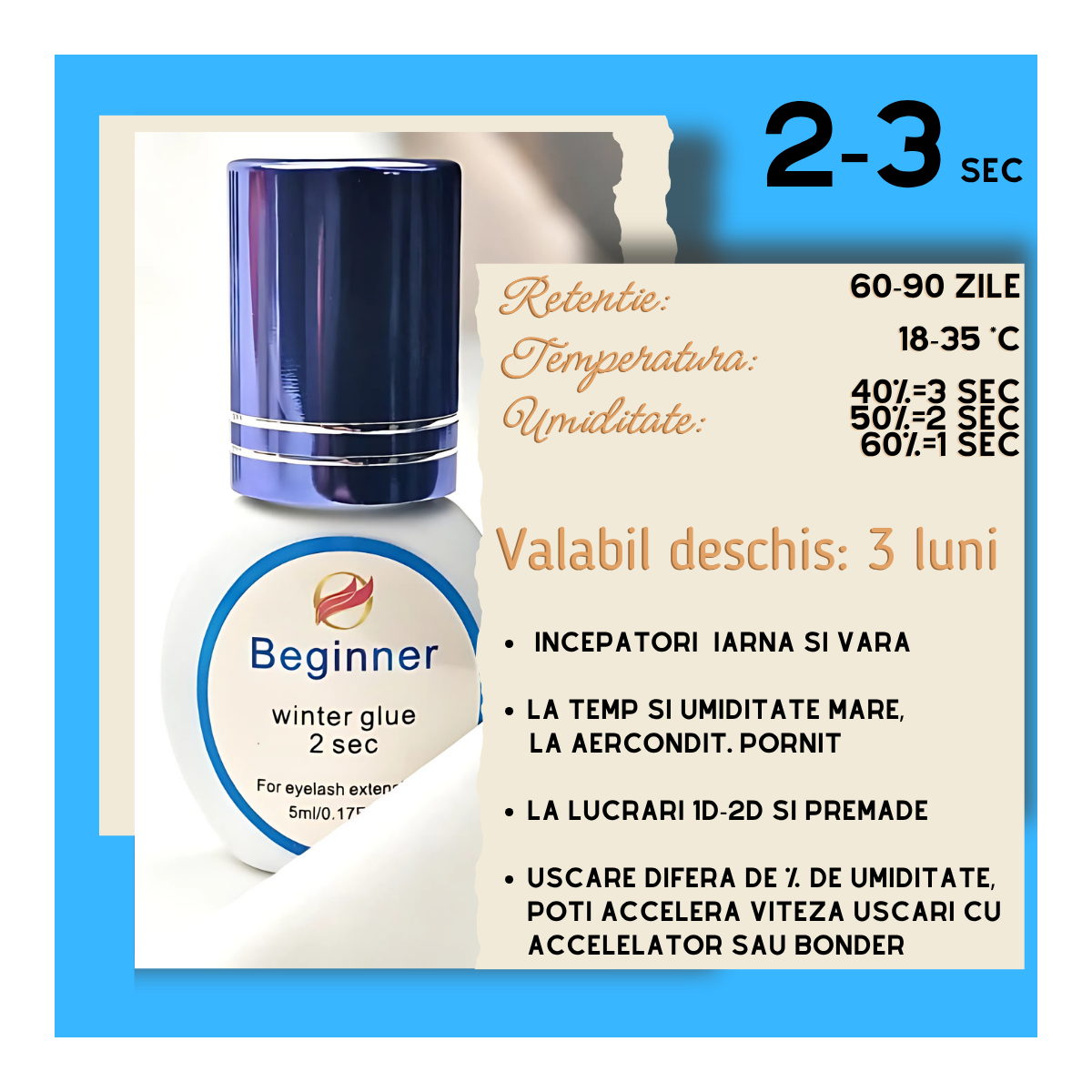 Adeziv Beginner Winter Glue, uscare 2 sec. 5ml