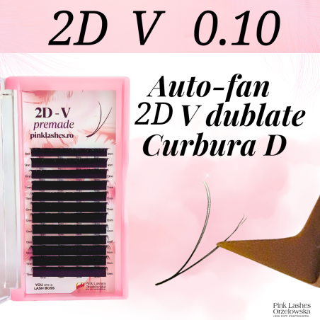 2D V premade eyelashes, curvature D
