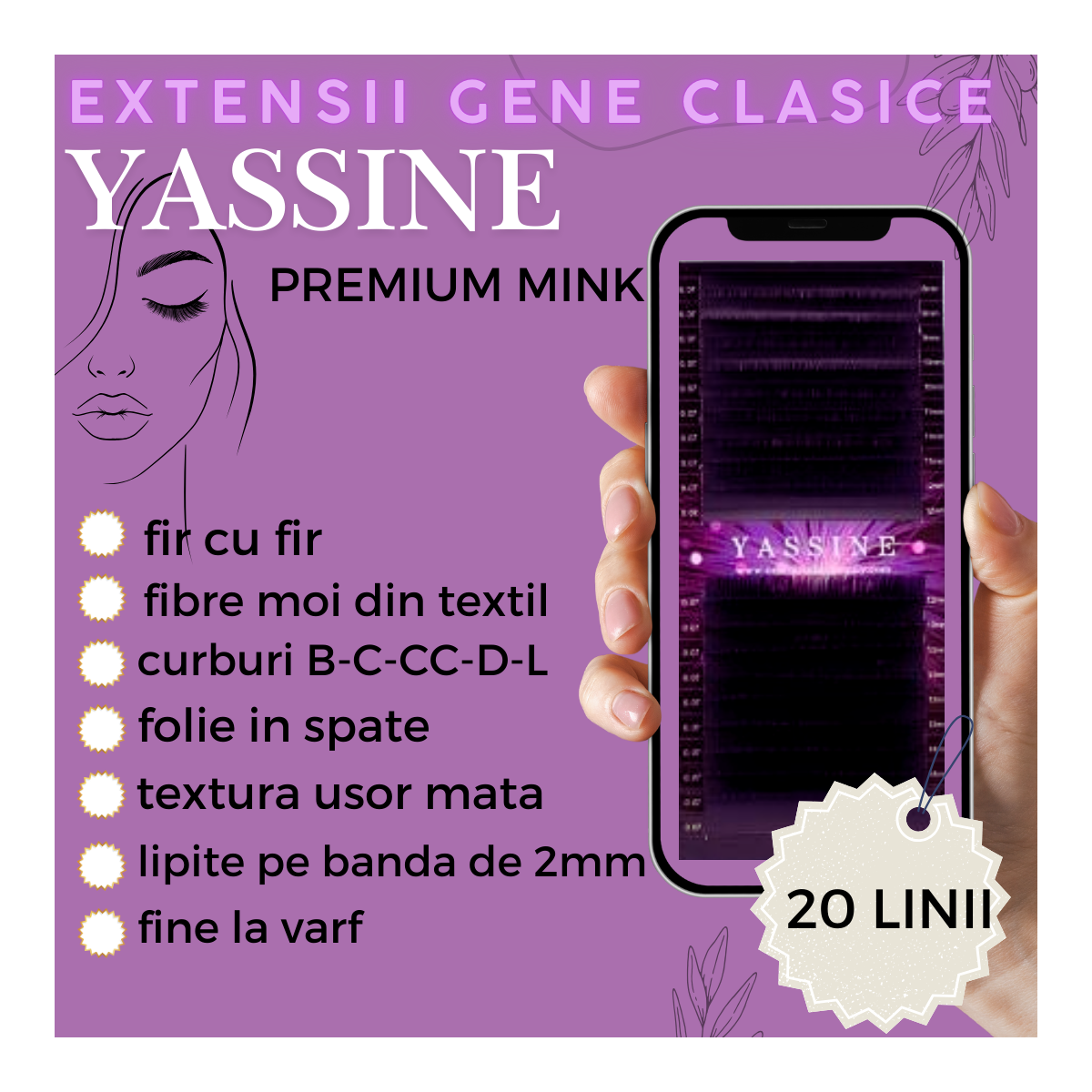 0.05 D - Super soft si elastice,  Extensii gene Yassine Premium